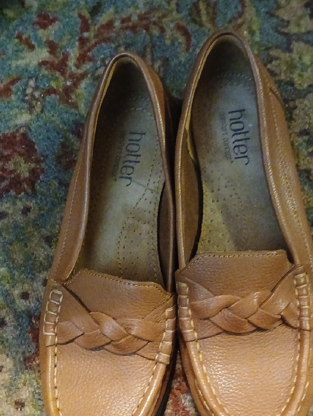 Hotter Women's Tan Braided Leather Loafers